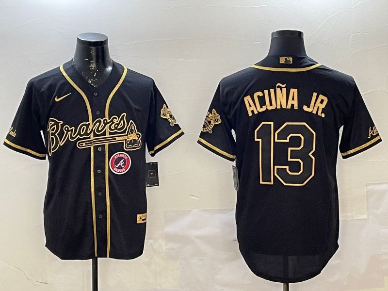 Men Atlanta Braves #13 Acuna jr Black Game 2025 Nike MLB Jersey style 1